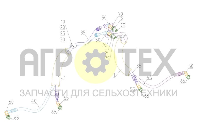 Подключение гидроцилиндров (1300.09.06.500) (№70 на схеме)